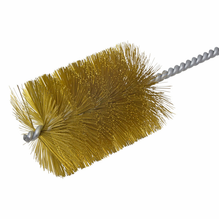 BRM 84B3000 84 Series Tube Brush-For Thru Holes, 3" Dia., .012 Brass, 4" BP, 18" OAL, Ring Handle
