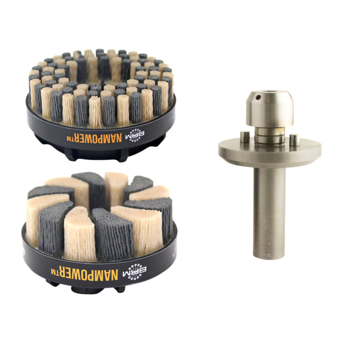 BRM ADBK80 NAMPOWER, 3 Piece Disc Brush Kit, 1-80mm Dot, 1-80mm Turbine, 80 Grit With Holder