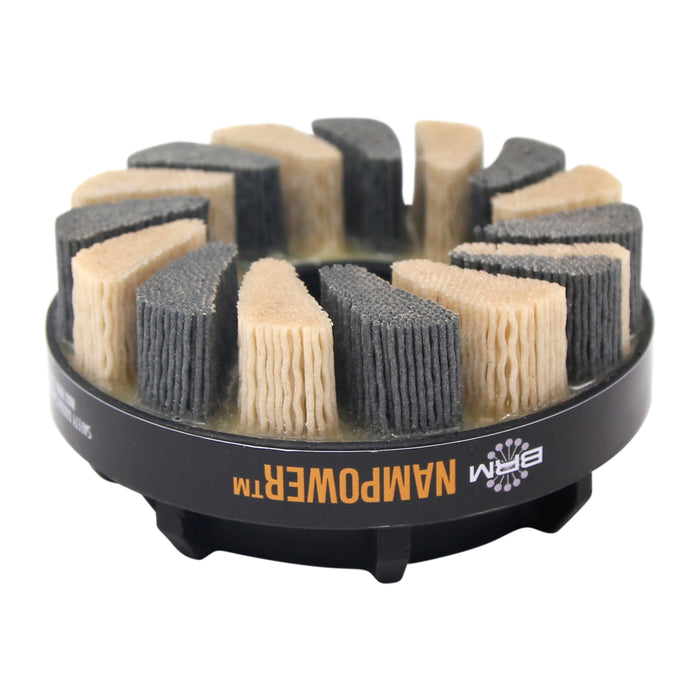 BRM ADT10018180 NAMPOWER Abrasive Disc Brush, Turbine Style, 100mm Diameter, 18mm Trim, 180 Grit