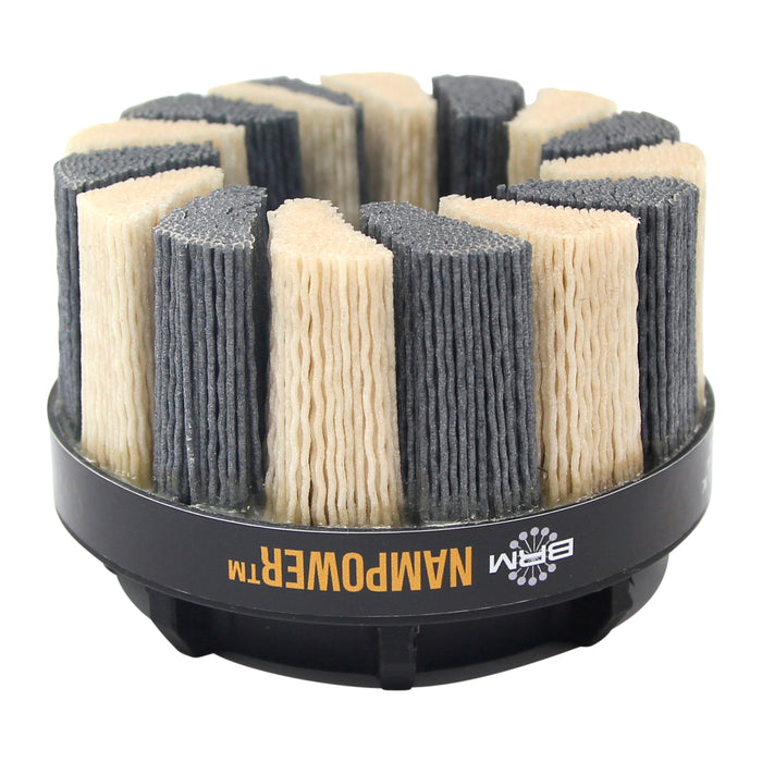 BRM ADT10038180 NAMPOWER Abrasive Disc Brush, Turbine Style, 100mm Diameter, 38mm Trim, 180 Grit