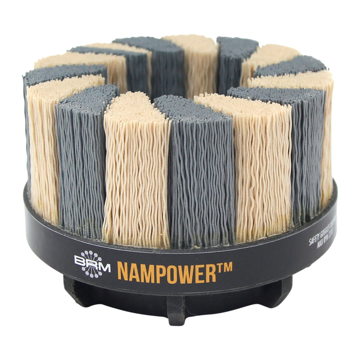 BRM ADT10038320 NAMPOWER Abrasive Disc Brush, Turbine Style, 100mm Diameter, 38mm Trim, 320 Grit