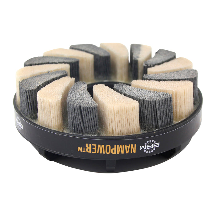 BRM ADT12518320 NAMPOWER Abrasive Disc Brush, Turbine Style, 125mm Diameter, 18mm Trim, 320 Grit