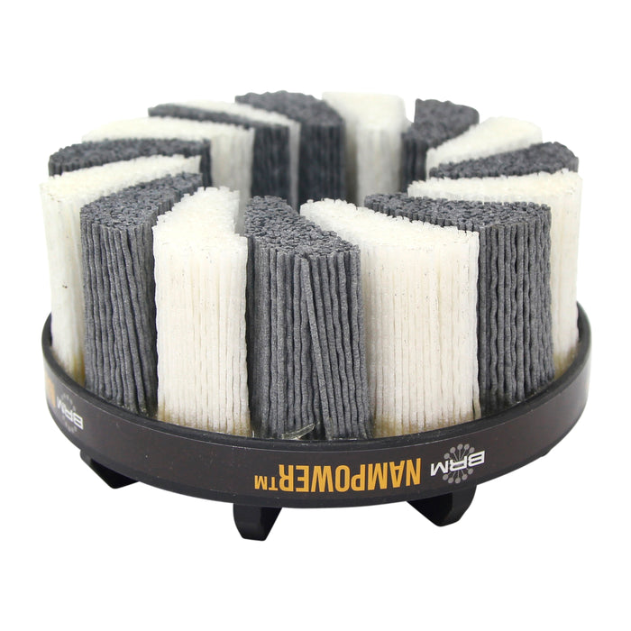 BRM ADT1253880 NAMPOWER Abrasive Disc Brush, Turbine Style, 125mm Diameter, 38mm Trim, 80 Grit