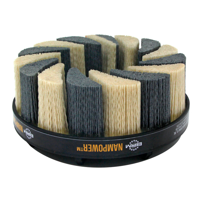 BRM ADT1503880 NAMPOWER Abrasive Disc Brush, Turbine Style, 150mm Diameter, 38mm Trim, 80 Grit