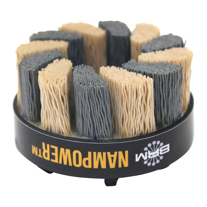 BRM ADT6018320 NAMPOWER Abrasive Disc Brush, Turbine Style, 60mm Diameter, 18mm Trim, 320 Grit