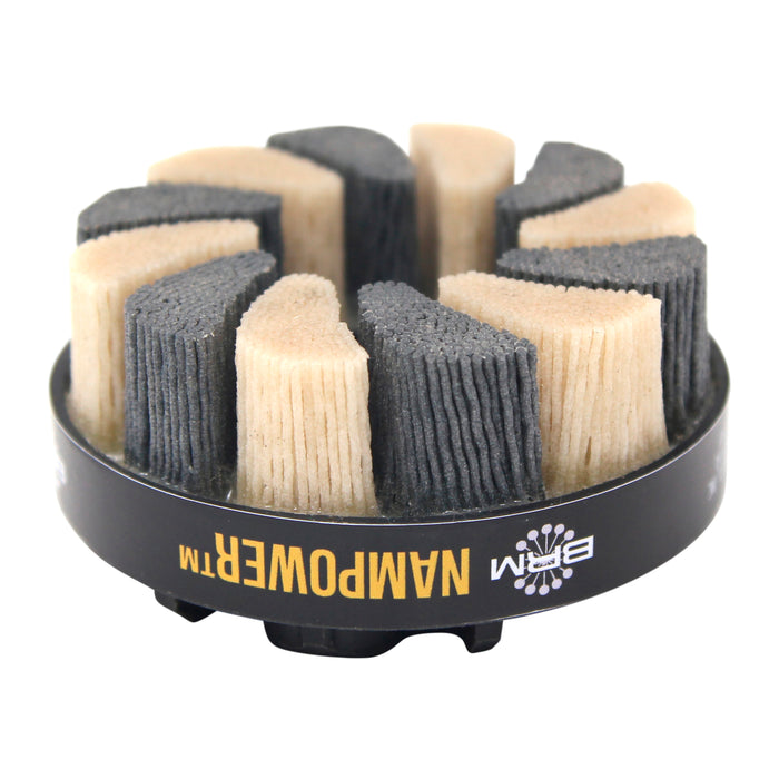 BRM ADT8018180 NAMPOWER Abrasive Disc Brush, Turbine Style, 80mm Diameter, 18mm Trim, 180 Grit