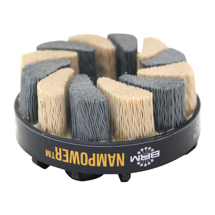 BRM ADT8018320 NAMPOWER Abrasive Disc Brush, Turbine Style, 80mm Diameter, 18mm Trim, 320 Grit