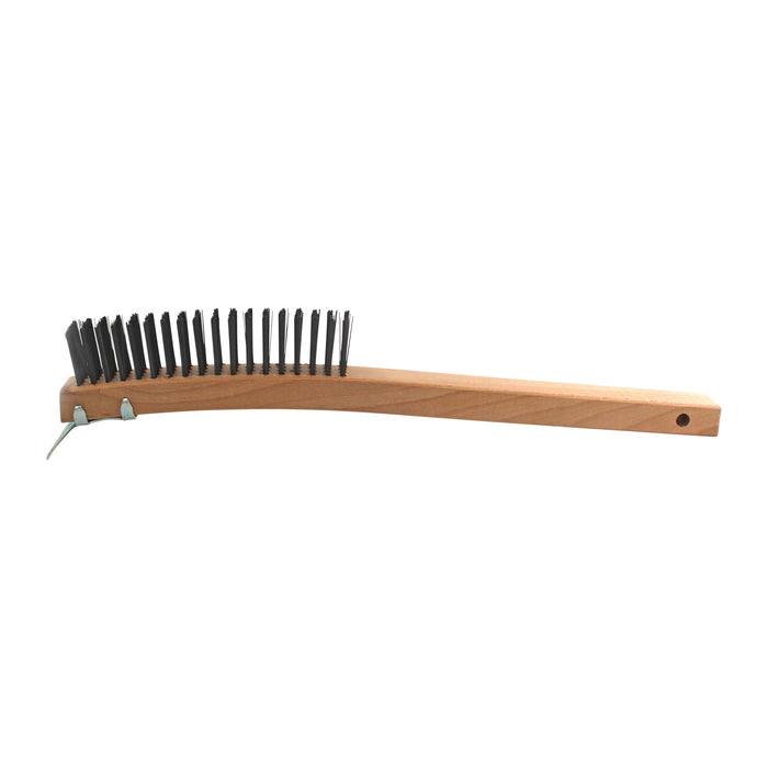 B47CS Curved Handle Scratch Brush W/Scrapper, Carbon Steel, 4X19, 1.125" Trim, 14" OAL (Pack of 12)