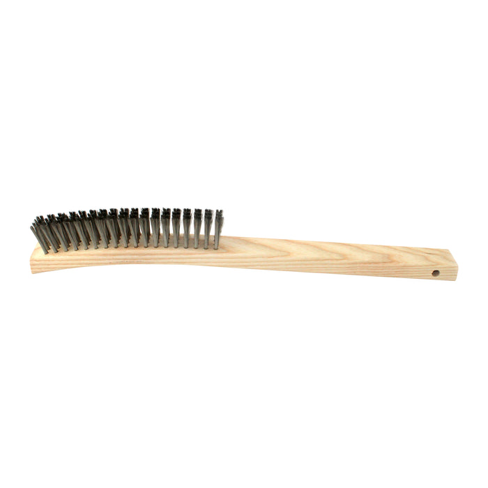 B49S Curved Handle Scratch Brush, .006SS. 4X19, 1" Trim, 14" OAL (Pack of 12)