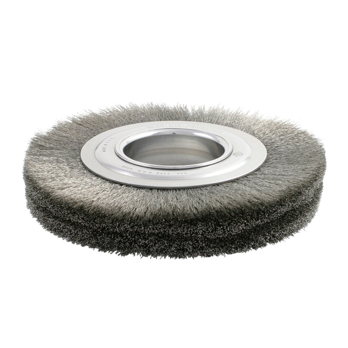 BRM BDA8S06, 8" Dia. Crimped Wire Wheel Brush, .006 SS, 2" Arbor Hole, 1.500" Trim, .875" Face Width