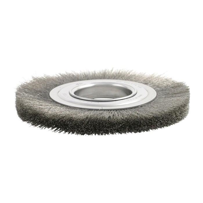 BRM BDM814, 8" Dia. Crimped Wire Wheel Brush, .014 CS, 2" Arbor Hole, 1.500" Trim, .500" Face Width