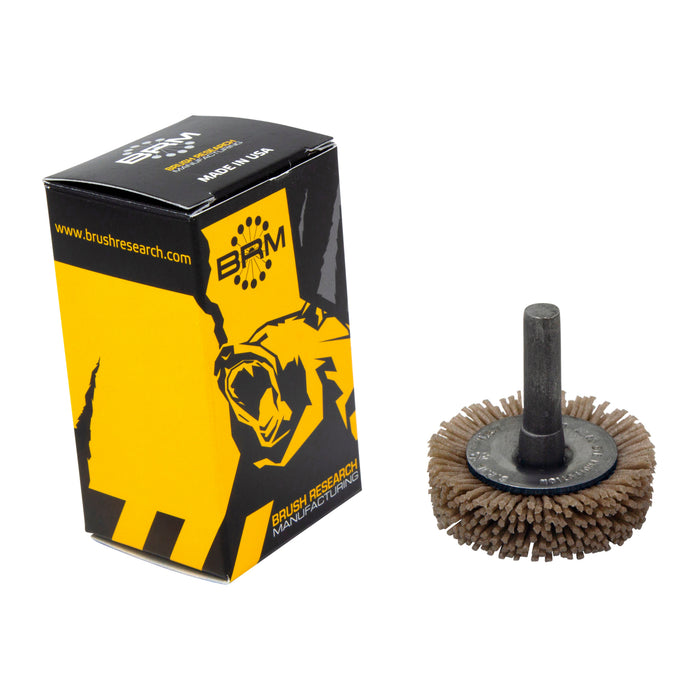 BRM BMC14AY80AO 1.5" Mandrel Mounted Wheel, 80 Grit Aluminum Oxide, .250" Shank Dia., .250" Trim