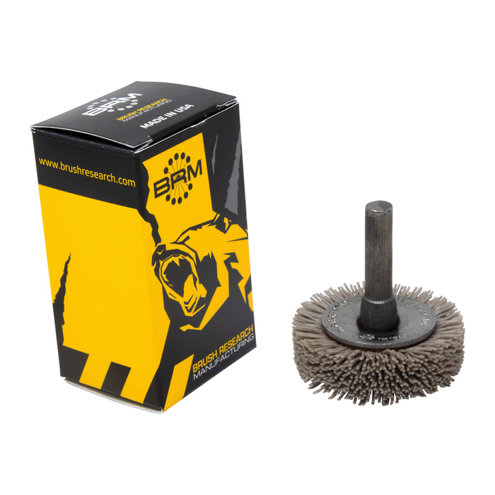BRM BMC14AY320AO 1.5" Mandrel Mounted Wheel, 320 Grit Aluminum Oxide, .250" Shank Dia., .250" Trim