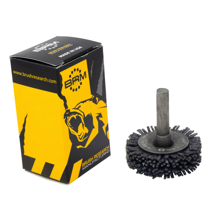 BRM BMF14AY80SC 1.5" Mandrel Flare Brush, 80 Grit Silicon Carbide, .250" Shank Dia., .250" Trim