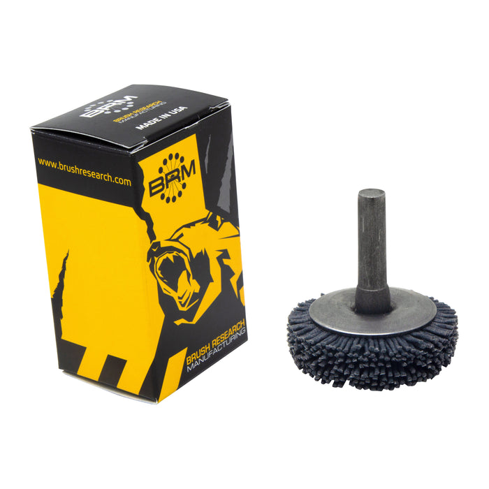 BRM BMF14AY120SC 1.5" Mandrel Flare Brush, 120 Grit Silicon Carbide, .250" Shank Dia., .250" Trim