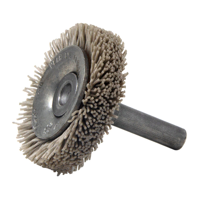 BRM BMF14AY320AO 1.5" Mandrel Flare Brush, 320 Grit Aluminum Oxide, .250" Shank Dia., .250" Trim
