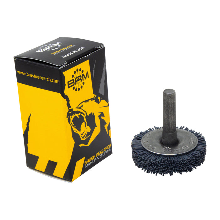 BRM BMF16AY320SC 1.75" Mandrel Flare Brush, 320 Grit Silicon Carbide, .250" Shank Dia., .375" Trim