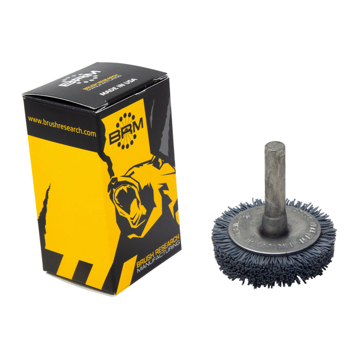 BRM BMF14AY500SC 1.5" Mandrel Flare Brush, 500 Grit Silicon Carbide, .250" Shank Dia., .250" Trim