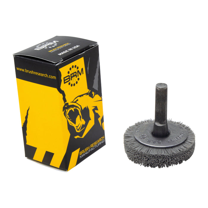 BRM BMF14AY600AO 1.5" Mandrel Flare Brush, 600 Grit Aluminum Oxide, .250" Shank Dia., .250" Trim