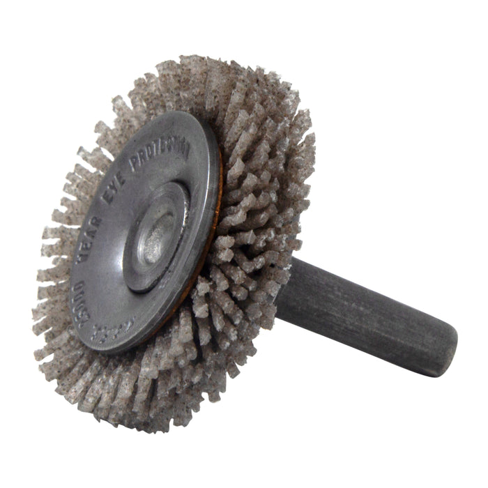 BRM BMF14AY80AO 1.5" Mandrel Flare Brush, 80 Grit Aluminum Oxide, .250" Shank Dia., .250" Trim