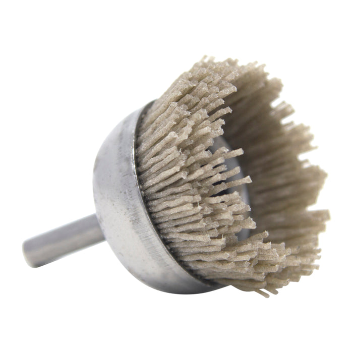BRM BNH16AY120AO 1.750" Small Dia. Cup Brush, 120 Grit Aluminum Oxide, .250" Shank Dia., .500" Trim