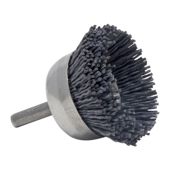BRM BNH16AY120SC 1.750" Small Dia. Cup Brush, 120 Grit Silicon Carbide, .250" Shank Dia., .500" Trim