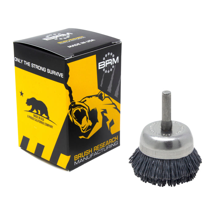 BRM BNH16AY120SC 1.750" Small Dia. Cup Brush, 120 Grit Silicon Carbide, .250" Shank Dia., .500" Trim