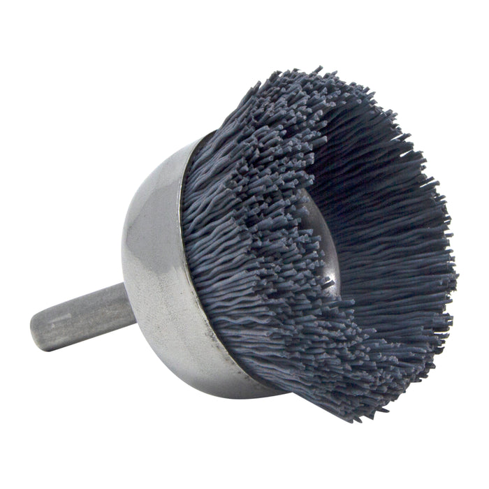 BRM BNH16AY320SC 1.750" Small Dia. Cup Brush, 320 Grit Silicon Carbide, .250" Shank Dia., .500" Trim