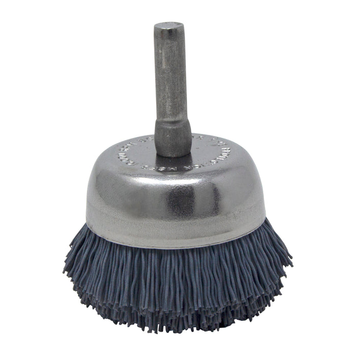 BRM BNH16AY320SC 1.750" Small Dia. Cup Brush, 320 Grit Silicon Carbide, .250" Shank Dia., .500" Trim