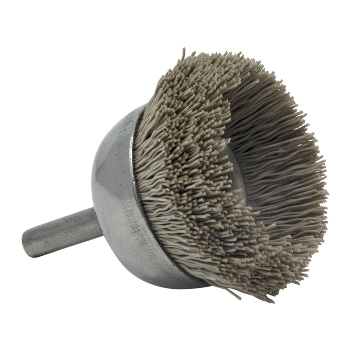 BRM BNH16AY600AO 1.750" Small Dia. Cup Brush, 600 Grit Aluminum Oxide, .250" Shank Dia., .500" Trim