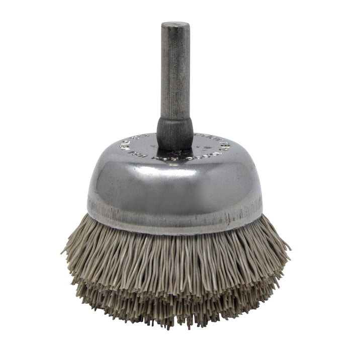 BRM BNH16AY500AO 1.750" Small Dia. Cup Brush, 500 Grit Aluminum Oxide, .250" Shank Dia., .500" Trim