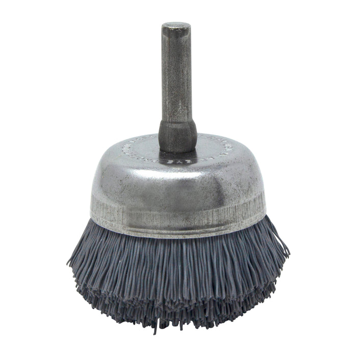 BRM BNH16AY500SC 1.750" Small Dia. Cup Brush, 500 Grit Silicon Carbide, .250" Shank Dia., .500" Trim