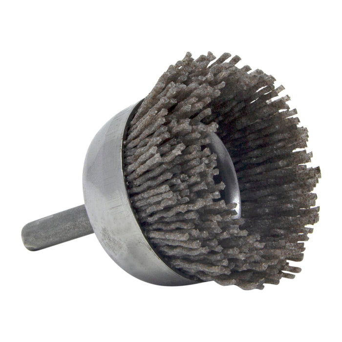 BRM BNH16AY80AO 1.750" Small Dia. Cup Brush, 80 Grit Aluminum Oxide, .250" Shank Dia., .500" Trim
