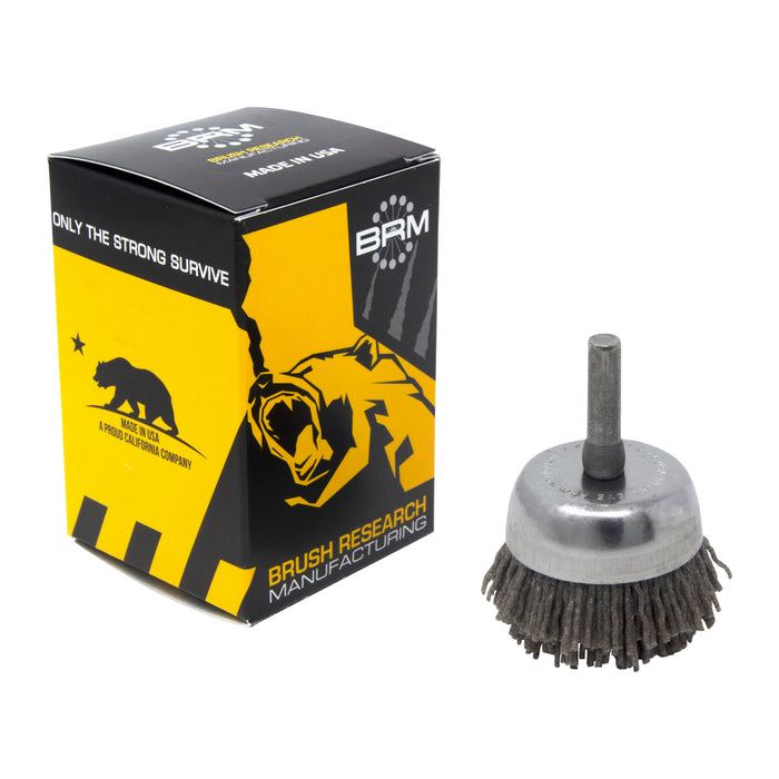 BRM BNH16AY80AO 1.750" Small Dia. Cup Brush, 80 Grit Aluminum Oxide, .250" Shank Dia., .500" Trim