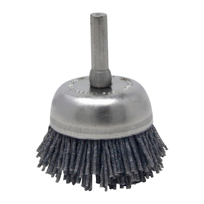 BRM BNH16AY80SC 1.750" Small Dia. Cup Brush, 80 Grit Silicon Carbide, .250" Shank Dia., .500" Trim