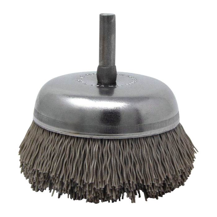 BRM BNH26AY320AO 2.750" Small Dia. Cup Brush, 320 Grit Aluminum Oxide, .250" Shank Dia., .750" Trim