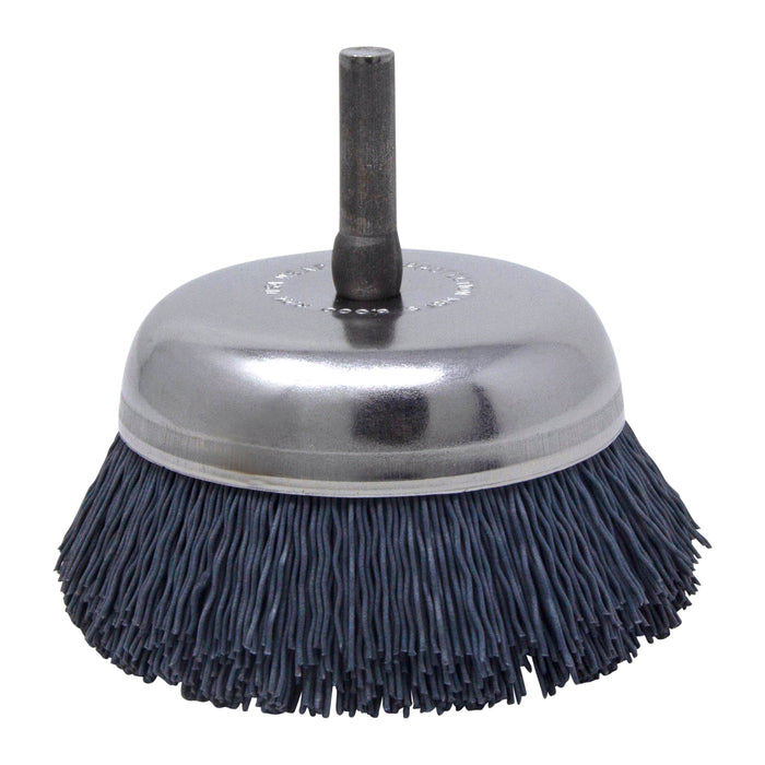 BRM BNH26AY320SC 2.750" Small Dia. Cup Brush, 320 Grit Silicon Carbide, .250" Shank Dia., .750" Trim