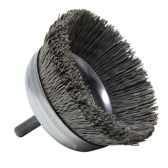 BRM BNH26AY500AO 2.750" Small Dia. Cup Brush, 500 Grit Aluminum Oxide, .250" Shank Dia., .750" Trim