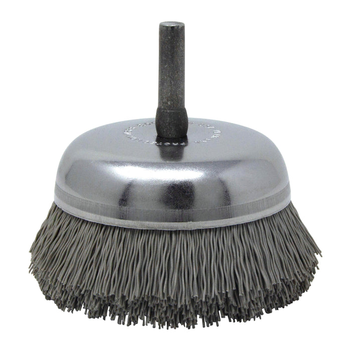 BRM BNH26AY500AO 2.750" Small Dia. Cup Brush, 500 Grit Aluminum Oxide, .250" Shank Dia., .750" Trim