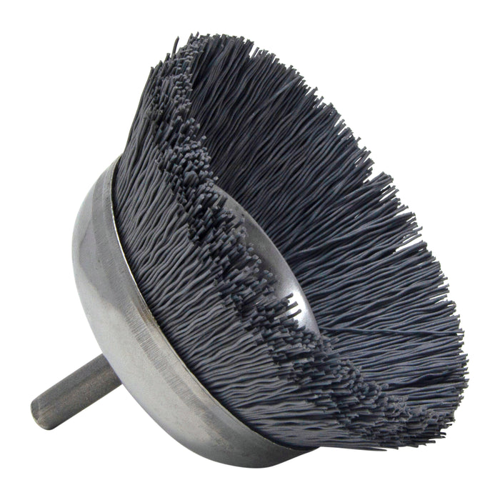BRM BNH26AY500SC 2.750" Small Dia. Cup Brush, 500 Grit Silicon Carbide, .250" Shank Dia., .750" Trim