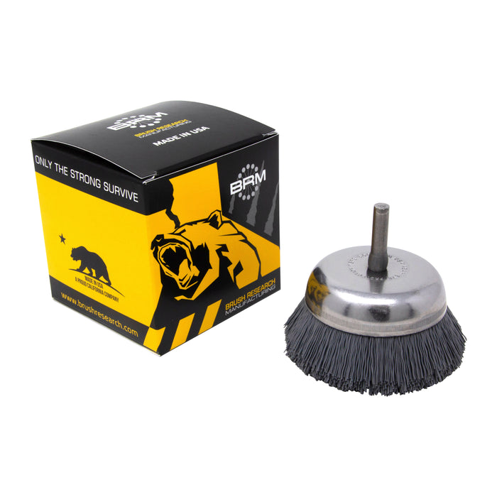 BRM BNH26AY500SC 2.750" Small Dia. Cup Brush, 500 Grit Silicon Carbide, .250" Shank Dia., .750" Trim