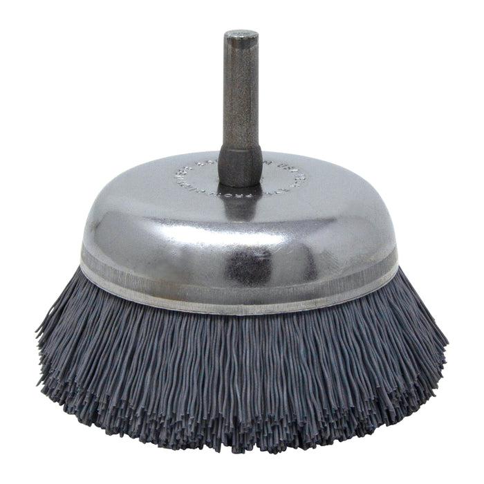 BRM BNH26AY500SC 2.750" Small Dia. Cup Brush, 500 Grit Silicon Carbide, .250" Shank Dia., .750" Trim