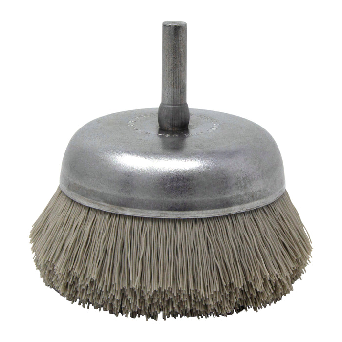 BRM BNH26AY600AO 2.750" Small Dia. Cup Brush, 600 Grit Aluminum Oxide, .250" Shank Dia., .750" Trim