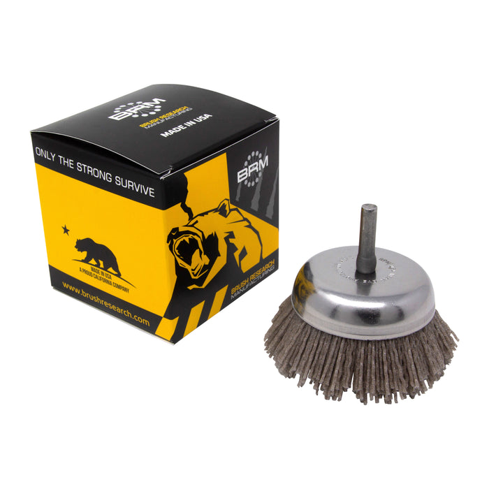 BRM BNH26AY80AO 2.750" Small Dia. Cup Brush, 80 Grit Aluminum Oxide, .250" Shank Dia., .750" Trim