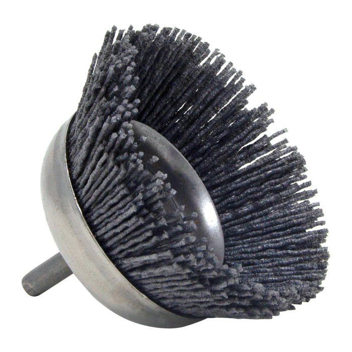 BRM BNH26AY80SC 2.750" Small Dia. Cup Brush, 80 Grit Silicon Carbide, .250" Shank Dia., .750" Trim