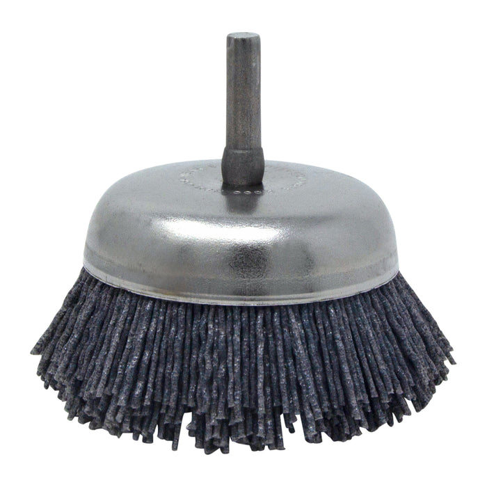 BRM BNH26AY80SC 2.750" Small Dia. Cup Brush, 80 Grit Silicon Carbide, .250" Shank Dia., .750" Trim