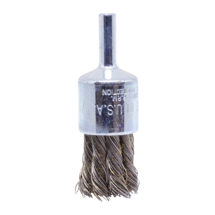 BRM BNH6S20 Knotted End Brush. .750" Dia., .020SS, .875" Trim Length, .250" Shank Diameter
