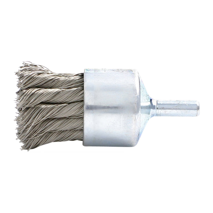 BRM BNH12S14 Knotted End Brush. 1.125" Dia., .014SS, .875" Trim Length, .250" Shank Diameter