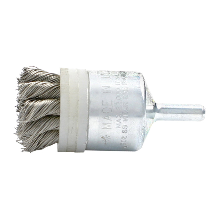 BRM BNH6T14 Knotted Banded End Brush, .750" Dia., .014CS, .875" Trim Length, .250" Shank Diameter
