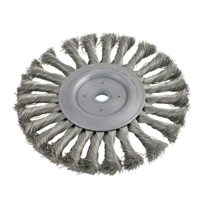 BRM BTS6S14, 6" Knotted Wire Wheel, .014 SS, 5/8-1/2" Arbor Hole, 1.437" Trim, .625" Face Width